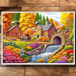 500/1000/1200/2000PCS Jigsaw Puzzle Peaceful Woodland Cabin Landscape For Adults Ideal For Stress Relief And Relaxation