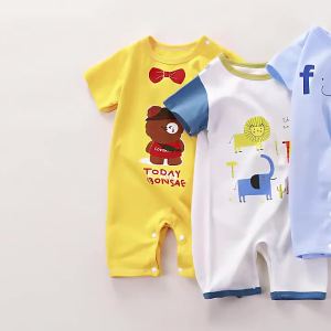 Baby Bodysuit Onesie Cotton Baby Stretchable Buttoned Jumpsuit with Cute Animal Cartoon Hoodie for Baby Boys Girls Newborn Clothing