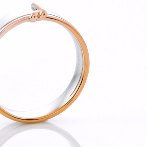 Chow Sang Sang 周生生 18K Solid White & Red Gold PROMESSA Love Knot Ring for Men (Size: 18 Diameter 18.3mm) 91330R