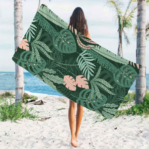 Dark Green Tropical Leaf Quick Drying Microfiber Beach Towel Lightweight for Swimming Camping Yoga - Bath Towel