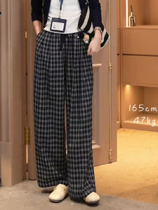 Quần Ống Đứng Lưng Cao Dona Dành Cho Nữ Mùa Hè 2025 Phong Cách Công Sở Kẻ Caro Rộng Rãi Thoải Mái Đa Năng