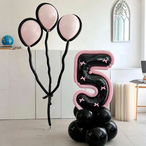 Đen Kỹ Thuật Số Nơ Bóng 0-9 Viền Nhôm DIY Cung Tên Cho Tắm Sinh Nhật Kỷ Niệm Trang Trí Đám Cưới Đính Hôn Dự Tiệc Cung Cấp