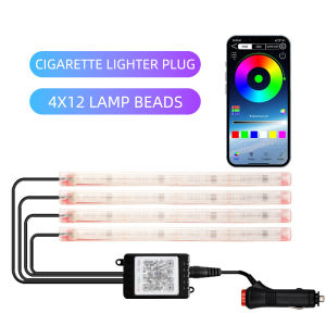 KEVANLY | 4in1 LED Car Interior Ambient Foot Light 48 LED with USB Wireless Remote Music App Control Auto RGB Atmosphere Decorative Lamps