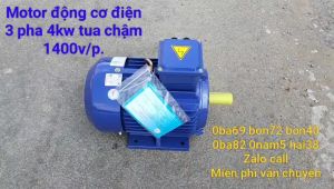 Mô tơ động cơ điện 3 pha 4kw vòng tua 1440v/p bảo hành 12 tháng