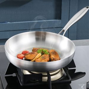 316 Stainless Steel Frying Pan Wok Non-stick Cooking Uncoated Steak Gas Stove Pot Induction General Saucepan Kitchen Cookware