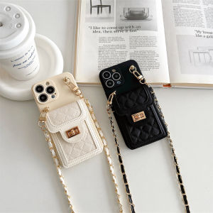 Small Square Wind Phone Case Card Holder Crossbody Strap Womens Style Protective Shell for OPPO Reno11pro A72 A58 K12 Findx7