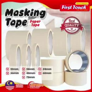 Masking Tape 18yard Paper Tape Pita Pelekat Kertas Pelekat White General Purpose Tape 12mm/18mm/24mm/36mm/48mm/60mm/72mm