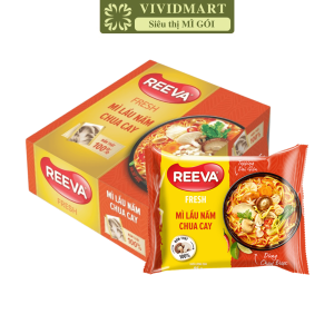[THÙNG 30 GÓI] - UNIBEN - Mì Reeva Fresh 4 vị: Lẩu Nấm Chua Cay Gà Nấm Phô Mai Cay Bắp Bò Cải Chua Gà ngũ quả (85g/gói)