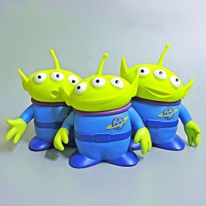 Bandai | Cartoon Movie Toy Theme Cute Three Eyes Monster Green Men Allien Doll Figure Anime Decoration Collection Toy Model For Gifts