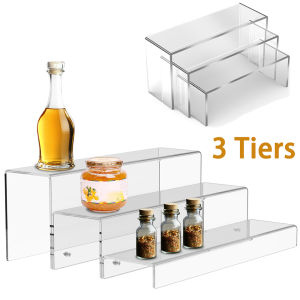 3 Tiers Acrylic Display Stand Clear Display Riser Rack for Dessert Cupcake Perfume Anime Figure Jewelry Display Riser Shelf