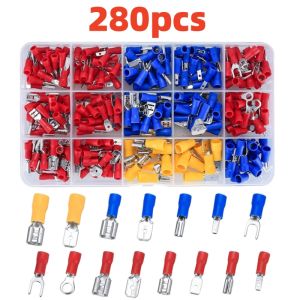 280PCS Cold Pressed Terminal Kit Includes Male Female Insulated Terminals Fork and Ring Terminals Insulation Sleeves