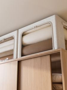 Antibacterial Cotton Linen Fabric Storage Box Washable Large Window Foldable Clothes Storage Box Home Use Organizer Box