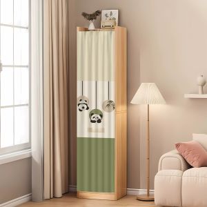 Modern Minimalist Slide Track Door Curtain Simple Bookcase Dustproof Cloth Curtain No Door Cabinet Blind for Home Decoration