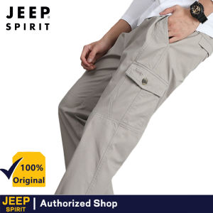 JEEP SPIRIT multi pocket mens straight leg work pants loose casual outdoor pants mens hiking tactical work pants