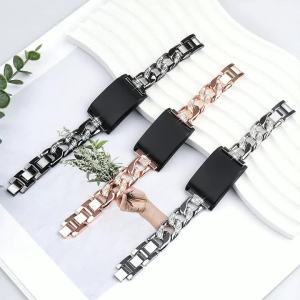 Women Metal Strap for Whoop 4.0 Lady Steel Bracelet Wristband Diamond-Studded Denim Chain for Whoop 4.0