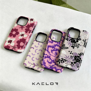 Potdemiel | Pink Purple Floral High Strength PC Heavy Duty Bumper for iPhone 17 16 15 14 Plus 13 Pro Max Shockproof Cover