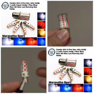Set Lampu LED Stop Rem Motor 30 Mata & 4 Pcs Lampu Sen Jelly Warna-warni