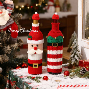 Christmas Cartoon Decorative Bottle Covers Santa Red Wine Champagne Set for Hotel Restaurant Festive Atmosphere Scene Decoration