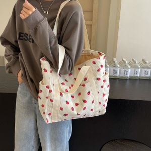 Leisure Corduroy Tote Bag Student Computer Handbag for Class Womens Large Capacity Commuting Shoulder Bag