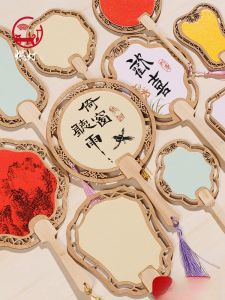 Miniature Wooden Hollow out Fan High End New Model for Calligraphy And Painting Creation Vintage Style Paper Fan Bone Material Is Bamboo