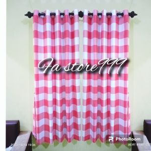 Gorden Jendela Pintu Hordeng Semokring Minimalis Gorden Motif Kotak Kotak Aesthetic