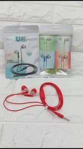 Headset Macaron + Mic U20+ Handsfree Transparan Stereo Earphone U-20+
