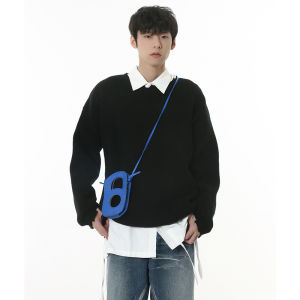 Loose Fit round Neck Knitwear Pure Color Mens Casual Style Long Sleeve Youth Fashion Autumn New Arrival Male Model Clothes