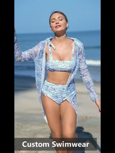 Bộ Đồ Bơi Nữ Hai Mảnh Họa Tiết Hoa & Áo Khoác Ngoài Co Giãn Đa Năng - Size S/M