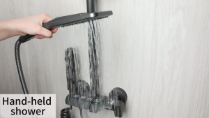 HW089- 4Way Shower Set Bathroom Rainfall Brass Wall Mounted Shower Faucet Bathtub Thermostat Rain Mixer Tap Shower System