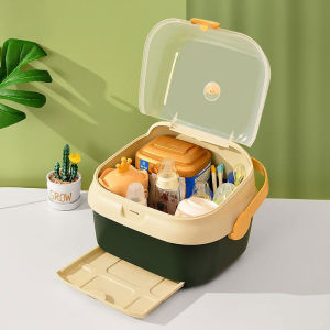 กล่องขวดนมเด็ก กล่องเก็บขวดนม พิเศษ กล่องเก็บขวดนม มีฝาปิด ความจุดสุข มัลติฟังก์ชั่น ตะแกรงระบายน้ำขวดนม กล่องเก็บบนโต๊ะ