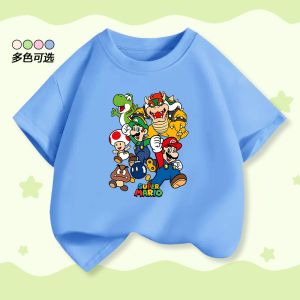 Bandai | Super Mario Cartoon Anime Childrens Clothing - Summer Boys Short-sleeved T-shirt Shorts Top for Summer Attire