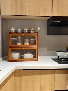 Kitchen Cabinet Kabinet Dapur 2/3/4Layers Bamboo Spice Cabinet Storage Rack Rak Kabinet Kayu Cupboard Storage Shelves 置物架