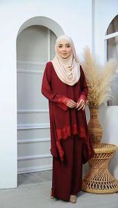 Baju Kurug Aaliah with Lace Material CEY IRONLESS Clothing Sets Wanita Muslimah