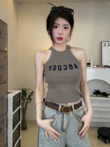 Áo Ba Lỗ Không Tay Cổ Treo Pure Desire Hot Bé Gái Thời Trang Mùa Hè 2025 Áo Ngắn Dáng Ôm Đa Năng Cho Nữ