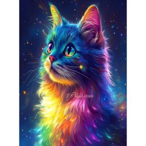 RUOPOTY 5D DIY Diamond Colorful Cat Owl Animal Full Round/Square Diamond Painting Embroidery Kit Modern Friend Gift Wall Decorat
