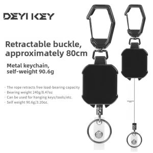 DEYIKEY | Anti-Loss Anti-Theft Extendable Metal Keychain with Steel Wire Rope