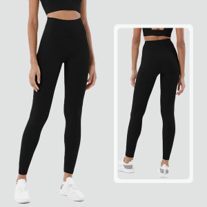 High-Waistedlegging Yoga Pants Women Running Training Nine-Piece Clothing Fitness Tights Slim-Peeved Cuffed in Polyester Nylon