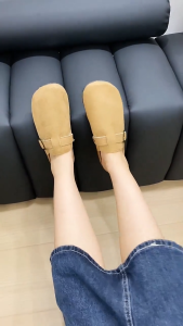 New Korean Leather Clogs Shoes For Men And Women Close Sandals For Women Buckle Half Shoes Slippers For Men