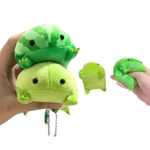 Cartoon Anime Green Frog Plush Toy PP Cotton Decompress Animals Fluffy Frog Figurine Soft Frog Plushie Pendant Cute ornaments