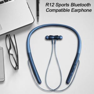 Original with TF-Card R12 Sports Bluetooth Compatible Earphone Hanging Neck Style 5.0 Music Sports Stereo Waterproof Wireless Headphone for Smartphone