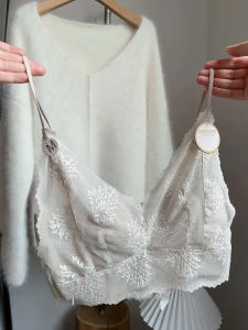 Rabbit Ears French Style Lace Intimates Womens Thin Natural-looking Push up One-Piece Beauty Back Tube Top Spaghetti Strap Bra Summer