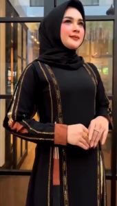 SinggalangFashion-COD//Gamis Abaya Turkey/Baju Muslim Wanita/ Abaya Arab Hitam Jersey Mix Ceruti Bordir Model SIENA 001 Terbaru