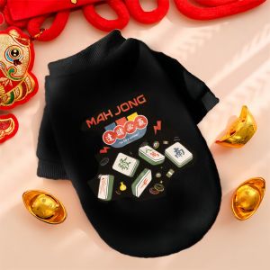 New Years Cat Clothes Winter Warm Festive Anti-Fur Loss Blue Cat Doll Pet Autumn Winter Clothes round Neck Sweatshirt Style
