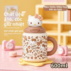 Tách giữ nhiệt đáng yêu thời trang có ống hút 20oz