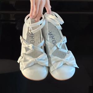 Giày Cao Gót Trung Bình Dễ Thương Butterfly Bow Của Poliqueen Star Akari Giày Lười Ngọt Ngào Đa Năng Cho Phụ Nữ Trẻ