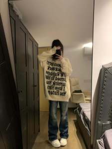 Loose Women's American Letter Print Mink Sweater: A Perfect Autumn Winter Street Style