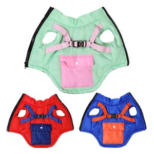 Warm Dog Coat For Autumn Winter Windproof Dogs Jacket With Harness Outdoor Waterproof Puppy Jacket For Small Medium Dogs Bulldog