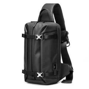 WOLPHIN Men Crossbody Sling Bag USB 3.0 Fits 12 Inch Tablet Expandable Water Resistant 8309