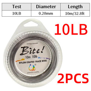 2PCS 10Meters/roll Anti Corrosion Nylon Coated 7 Strands Steel Weave Trace Wire 5LB~200LB Rigs Jigging Lures Fishing Leader Line