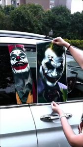 Sticker Pilar Kaca Mobil Universal JOKER Bisa Custom Gambar/Foto 1 SET (Kanan Kiri) - RON Design